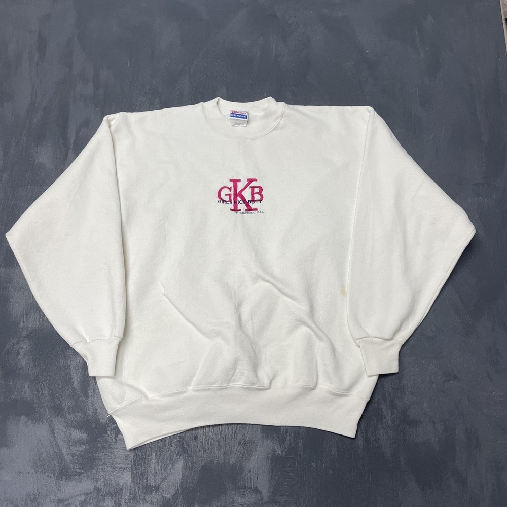 Vintage GKB Graphic Sweatshirt Men XL‎ White 1990s Hanes